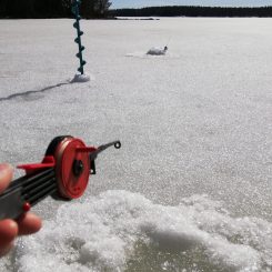 Ice fishing.